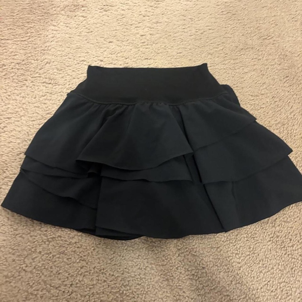 aerie Black Tiered Ruffle Skater Skirt